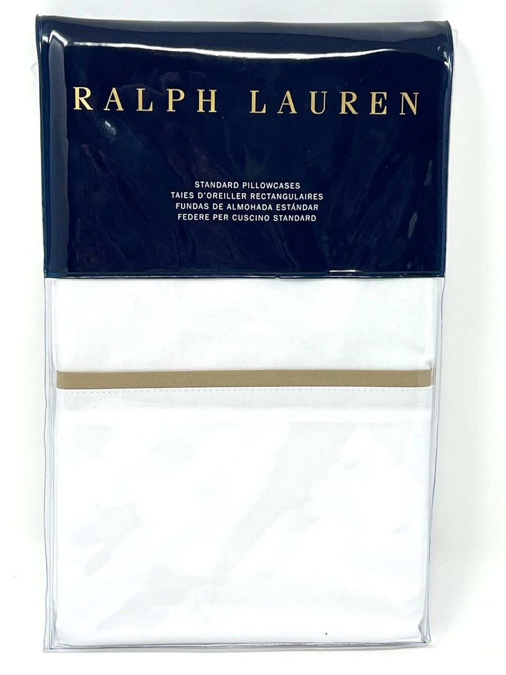 RALPH LAUREN Palmer Percale Cotton Standard Pillowcases Burnished Chamois NIP